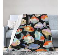 Coperta in morbido pile con pesci colorati, per divano, 152 x 127 cm