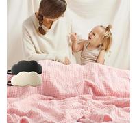 Coperta in mussola di cotone rosa formato king size, coperta estiva leggera | Morbida e traspirante coperta in mussola di cotone, di dimensioni adatte a un adulto, ideale come copriletto leggero estivo o