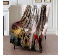 Coperta in Peluche Autumn Oil Tower Abstract Watercolor Painting On Canvas Street Knife View City Tender Landmarks Copriletto Traspiranti Coperte Durevole Blanket per Quattro Stagioni Divano S