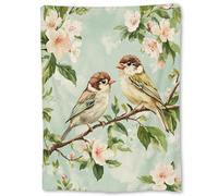 Coperta in Peluche Beautiful Bird Flower Copriletto Durevole Coperta di Flanella Morbido Coperte per Quattro Stagioni Divano Camera da Letto L