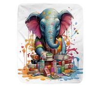 Coperta in Peluche Blue Elephant Style Artistic Copriletto Durevole Coperte Comfort Blanket per Ufficio Divano Letto L