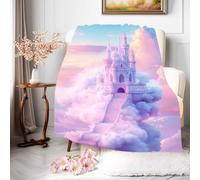 Coperta in Peluche Castle in The Clouds Dreamy Pink Purple Blanket Elegante Coperta di Flanella Confortevole Copriletto per Tutte Le Stagioni Ufficio Camera da Letto S