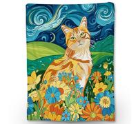 Coperta in Peluche Cat Flowers Animal Coperta di Flanella Confortevole Blanket Morbido Coperte per Divano Ufficio Camera da Letto S