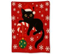 Coperta in Peluche Christmas Cat Black Cute Holiday Cats Snowflakes Coperte Traspiranti Copriletto Morbido Blanket per Ufficio Camera da Letto Quattro Stagioni S