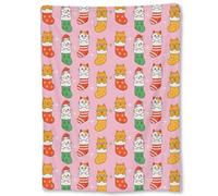 Coperta in Peluche Christmas Stockings Cats Pink Cute Kittens Cat Lovers Copriletto Confortevole Coperta di Flanella Morbido Blanket per Quattro Stagioni Ufficio Camera da Letto S