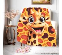 Coperta in Peluche Cute Cartoon Giraffe Fun Animal Print Coperta di Flanella Morbido Copriletto Durevole Blanket per Divano Camera da Letto Tutte Le Stagioni S