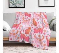 Coperta in Peluche Cute Cats And Flowers Copriletto Durevole Coperta di Flanella Comfort Blanket per Letto Divano Ufficio L