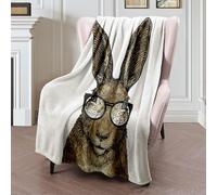 Coperta in Peluche Cute Drawing Handsome Bunny Graceful Whiskers Face Glasses Animals Funny Fluffy Character Wildlife Copriletto Traspiranti Coperte Durevole Blanket per Divano Quattro Stagioni S