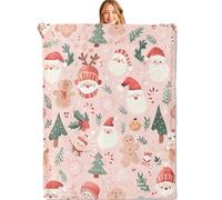 Coperta in Peluche Festive Santa & Men Cute Pink Christmas Santa Claus Blanket Morbido Coperta di Flanella Traspiranti Coperte per Quattro Stagioni Ufficio Camera da Letto M