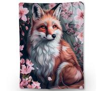 Coperta in Peluche Fox Flowers Animal Coperta di Flanella Traspiranti Coperte Durevole Copriletto per Ufficio Camera da Letto Divano S