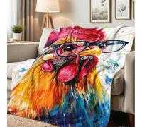 Coperta in Peluche Funny Chicken Rooster Chicken Print Farm Animals Copriletto Traspiranti Blanket Confortevole Coperte per Quattro Stagioni Camera da Letto Ufficio L