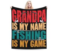 Coperta in Peluche Grandpa Is My Name Fishing Is My Game Coperta di Flanella Morbido Copriletto Traspiranti Blanket per Ufficio Camera da Letto Divano S