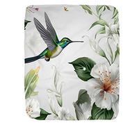 Coperta in Peluche Hummingbird Lily Flower Green Leaves Bird Butterfly Copriletto Durevole Coperte Traspiranti Coperta di Flanella per Camera da Letto Ufficio Divano S