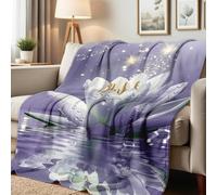 Coperta in Peluche Lotus Flower On Water Print White Zen Yoga Meditation Spa Copriletto Morbida Coperte Confortevole Blanket per Quattro Stagioni Camera da Letto Divano M