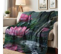 Coperta in Peluche Pink Lotus Print Water Lily Zen Copriletto Durevole Coperta di Flanella Morbida Coperte per Quattro Stagioni Divano Ufficio L