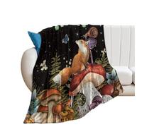 Coperta in Peluche Retro Animals Fox Galaxy Mushroom Eucalyptus Butterfly Copriletto Confortevole Coperte Elegante Blanket per Ufficio Camera da Letto Divano S