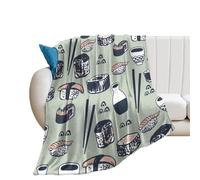 Coperta in Peluche Rustic Japanese Food Sushi Watercolor Kids Nursery Anime Sushi Theme Copriletto Elegante Coperte Confortevole Blanket per Divano Camera da Letto Ufficio S