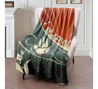 Coperta in Peluche Ship Grunge Retro Seafood Template Poster Restaurant Ad Board Crab Kraken Vintage Frame Food Drink Coperta di Flanella Traspiranti Blanket Coperte per Ufficio Divano L