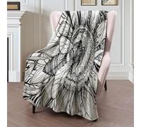Coperta in Peluche Sketch Wing Beautiful Graphic Bee Buzz On Ornate Flower Animals Engraving Paint Wildlife Nature Coperta di Flanella Durevole Copriletto Morbida Blanket per Divano Ufficio M