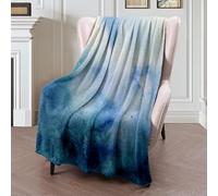 Coperta in Peluche Snow Delicate Rectangle Drawn Blue Watercolor Ombre Creativity Abstract Textures Frame Drop Grunge Copriletto Durevole Coperte Traspiranti Blanket per Divano Ufficio L