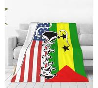 Coperta in Peluche Vintage America Sao Tome And Principe Flag Copriletto Durevole Coperte Traspiranti Blanket per Quattro Stagioni Divano Ufficio M