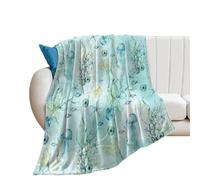 Coperta in Peluche Watercolor Modern Nautical Underwater World Fish Starfish Abstract Coral Seahor Coperta di Flanella Elegante Blanket Durevole Copriletto per Ufficio Camera da Letto S