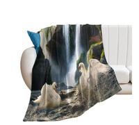 Coperta in Peluche Watercolor Natural Landscapes Spring Wildlife Swan Rivers Waterfalls Blanket Morbido Coperte Elegante Coperta di Flanella per Tutte Le Stagioni Ufficio Camera da Letto S