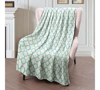 Coperta in Peluche White Invitation Quatrefoil Pattern Texture Mint Round Quatre Textures Blue Foil Green Coperte Durevole Copriletto Confortevole Blanket per Divano Ufficio Camera da Letto L