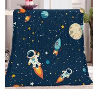 Coperta in Pile 100x130cm, Il Sole Dei Cartoni Animati Stelle L'Astronauta Flanella Coperta Plaid Divano Coperta Per Letto in Microfibra per Divano, Letto, Viaggi, Blu Morbida Coperta per Donna e Uomo