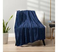 Coperta in pile blu navy PAVILIA per divano, coperta in flanella blu scuro super morbida e soffice per divano, coperta da letto in microfibra di