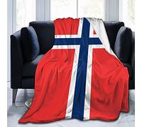 Coperta in pile calda e morbida con bandiera della Norvegia, antistatica spessa e sfocata, di lusso, per divano, letto, divano, ultra lussuosa, calda e accogliente per tutte le stagioni 200 x 160 cm