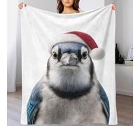 Coperta in pile calda e morbida con ritratto di Natale di Blue Jay, grande e soffice copriletto per letto, divano, divano, ufficio, 50x60 pollici (127x152 cm)