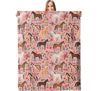 Coperta in Pile Charming Horse Flower Coperta per Letto Lavabile Calda Copridivano, per Picnic, Seggiolino Auto, Divano, 150x200cm