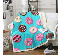 Coperta in pile con ciambelle, per divano e letto, con ciambelle, color cioccolato, con design dolce e dessert, per decorare la stanza e decorare la stanza, colore: multicolore