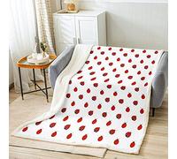 Coperta in pile con coccinella in 3D, ragazze, animali volanti, coperta sfocata colore: rosso