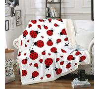 Coperta in pile con coccinella in sherpa 3D stampata coccinella coperta per bambini ragazzi ragazze insetti volanti coperta di peluche Entomologia Fuzzy coperta per divano letto bambino 70 x 100 cm