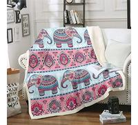 Coperta in pile con elefante stile boh駑ien stile esotico sherpa motivo animali selvatici per divano letto divano decorazione bohemien coperta in peluche per letto matrimoniale 1524 x 2007 cm