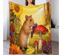 Coperta in Pile Con European Hamster, Coperta Per Letto, Divano, Ufficio Con Sunflower Mushrooms, Morbida E Calda, Idee Regalo Per Ragazzi E Bambini 60x80inch(150x200cm)