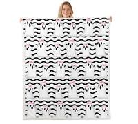 Coperta in pile con fantasmi kawaii, simpatica coperta in pile per Halloween, per bambini, ragazze, ragazzi e adulti, a righe bianche e nere, coperte pelose, stile gotico bohémien, decorazione per