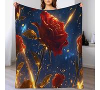 Coperta In Pile Con Fantasy Rosa Rossa, Per Letto, Divano, Viaggi, Super Morbida E Accogliente, Coperta In Peluche Con Tema Cielo Stellato Cosmico, Per Tutte Le Stagioni, 220 X 240 Cm Blu Scuro