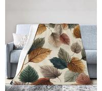 Coperta in pile con foglie colorate, 102 x 127 cm, per divano, letto, picnic, morbida, accogliente, leggera, per tutte le stagioni