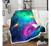 Coperta in pile con galassia psichedelica per divano, trippy nebulosa celeste, universo, sherpa, coperta in sherpa con astrologia oroscopo, costellazioni, cosmo, zodiaco, coperta da letto