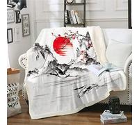 Coperta in pile con gru in stile giapponese Ukiyoe Sherpa per bambini, ragazzi e ragazze, Hokusai, coperta in peluche, stile esotico giapponese, per divano letto, singolo, 150 x 150 cm
