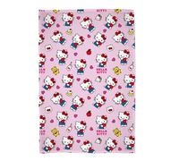 Coperta in pile con licenza Hello Kitty, super morbida, design rosa caldo con orsacchiotto e bottiglie di latte, perfetta per casa, camera da letto, pigiama party e campeggio, 100 x 150 cm
