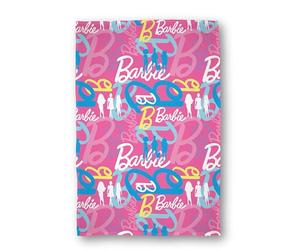Coperta in pile con licenza ufficiale Barbie, design con logo rosa, design senza scatola, calda e super morbida al tatto, perfetta per casa, camera da letto, viaggi, pigiama party e campeggio