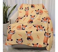 Coperta in pile con panda rosso e bambù, Copertine Pile per divano, spessa, pelosa, calda, morbida, per cani, coperta per bambini, 101 x 127 cm
