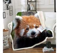 Coperta in pile con panda rosso, per bambini, ragazzi e ragazze, decorazione con animali selvatici, in peluche, stile giungla, per divano e letto, per letto singolo, 127 x 152 cm