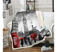 Coperta in pile con scritta "The Big Ben Symbols", per bambini, ragazzi, ragazze, paesaggio urbano di Londra, coperta in peluche, decorazione vintage per divano letto, bambino 70 x 100 cm