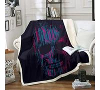 Coperta in pile con stampa 3D teschio per bambini, ragazzi, ragazzi, horror cranio, coperta con motivo scheletro della morte, coperta sherpa, decorazione per la stanza matrimoniale, 152,4 x 200,7 cm