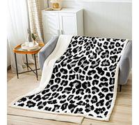 Coperta in pile con stampa leopardata nera bianca ghepardo Sherpa coperta per letto divano ragazzi ragazze stampa animale BedDecor coperta in peluche donna uomo safari coperta sfocata 100 x 120 cm